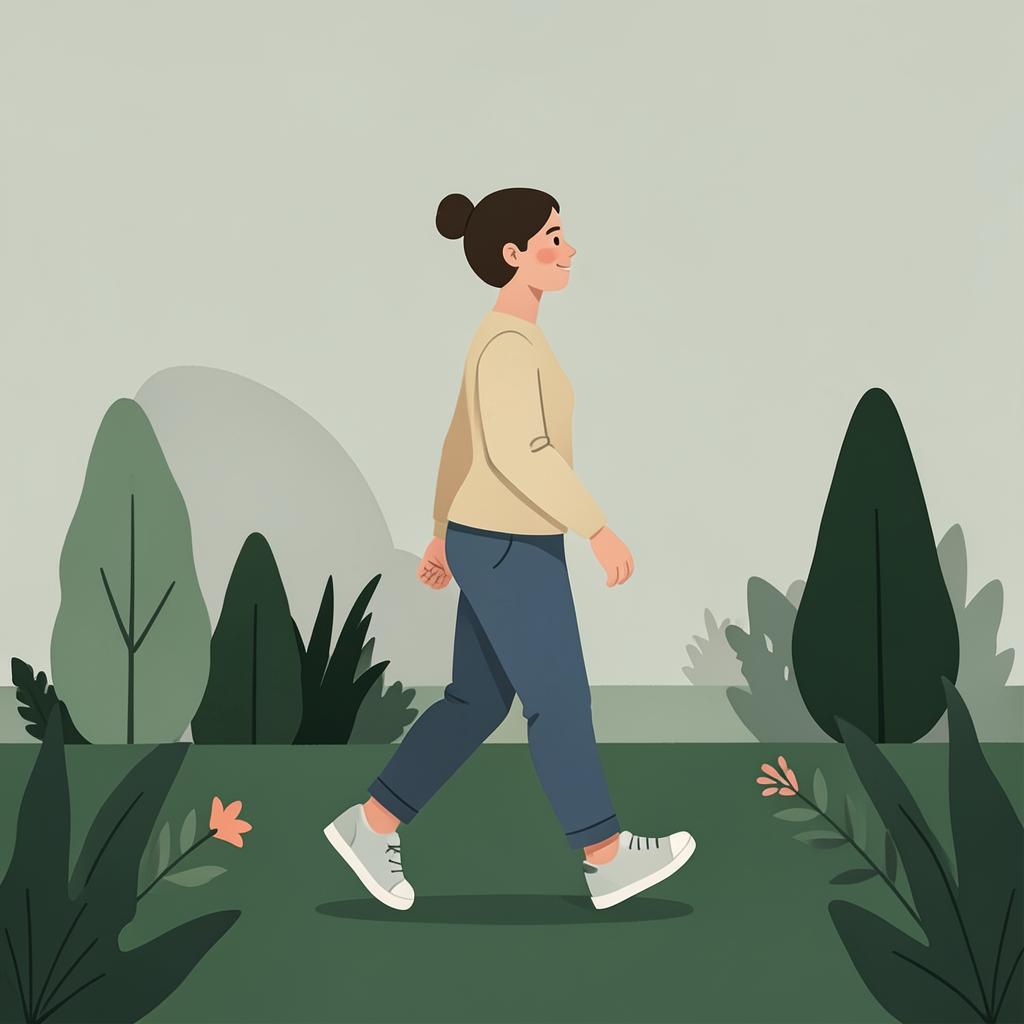 A person enjoying a walk through a leafy park